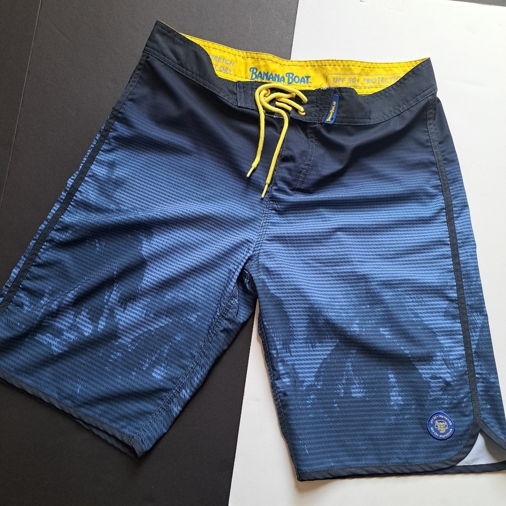 Banana Boat Board Shorts Men's Large Blue‎ Yellow Hybrid UPF 50+